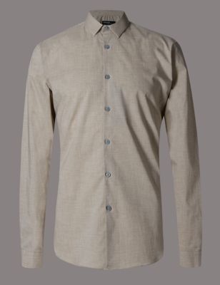 Pure Cotton Tailored Fit Shirt with Contrast Trim
